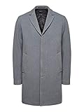 Herrenmantel SELECTED HOMME Male Mantel Fallendes Revers Woll MGrey Melange