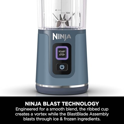 Image of Ninja Blast Portable Cordless Blender (BC151INNV) - 530ml | USB-C Rechargeable | Crushes Ice & Frozen Fruit | BPA Free, Leak-Proof Travel Lid Denim Blue