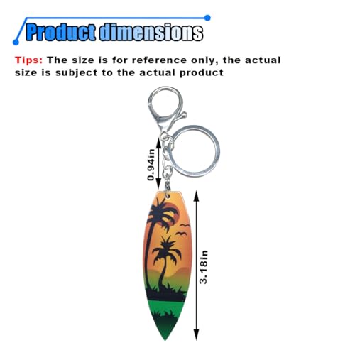 Image of Summer Beach Favors Car Keychain, Acrylic Surfboard Coconut Tree Keychains, Personalized Beach Keychain