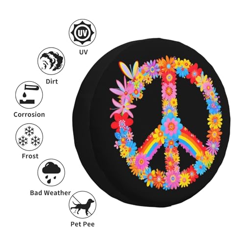Image of IBILIU Pink Flamingo Spare Tire Cover,Bird Palm Trees Sunset Animal Tire Cover Wheel Protectors Weatherproof Universal Fit for Cars Trailer RV SUV Camper Truck - 15 Inch
