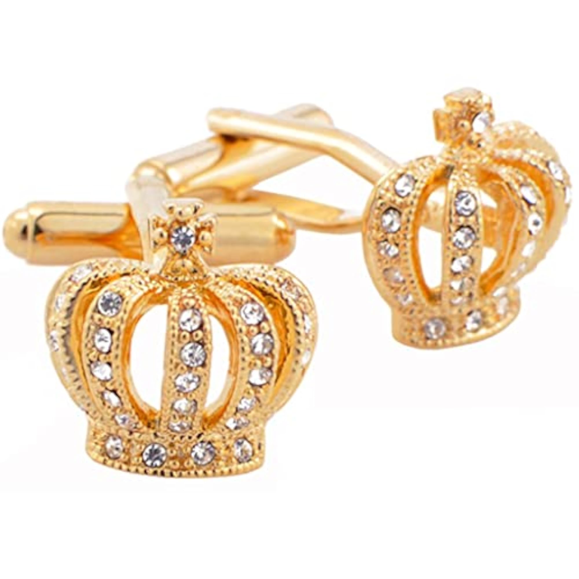 Vintage Crown Cufflinks with Crystal Accents, Wedding