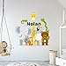 Multiple Font Custom Name Jungle Animals - Baby Boy Wall Decal Nursery for Home Bedroom Children (MM104V2)