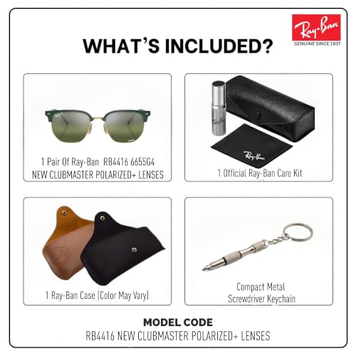 Image of Ray-Ban RB4416 NEW CLUBMASTER Squar Shape Sunglasses with Official Kit