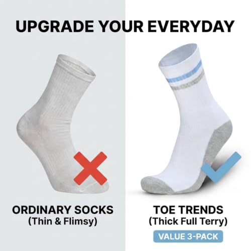 Image of Men's Regular Length Full White Terry Ribbed Socks - Cushioned for Comfort, Breathable Cotton Socks for Men - Free Size (Pack of 3)