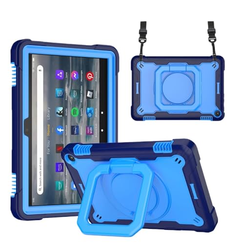 Amazon Fire HD8/ HD8 HD 8 Plus 2022 ��12���� �X�^���h�J�o�[ Fire 7 2022 �P�[�X ��12���� �ϏՌ� �^�u���b�g�P�[�X(�l�C�r�[�u���[�AFire HD8 Plus 2022)�p