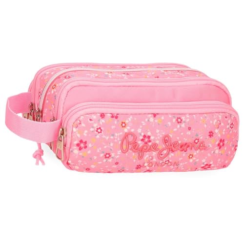 Pepe Jeans Alenka Pink Pencil Case with Organizer Pink 22x10x11cm Polyester 2,2L by Joumma Bags, Pink, One Size, Pencil Case with Organizer, Pink, One Size, Pencil Case with Organizer