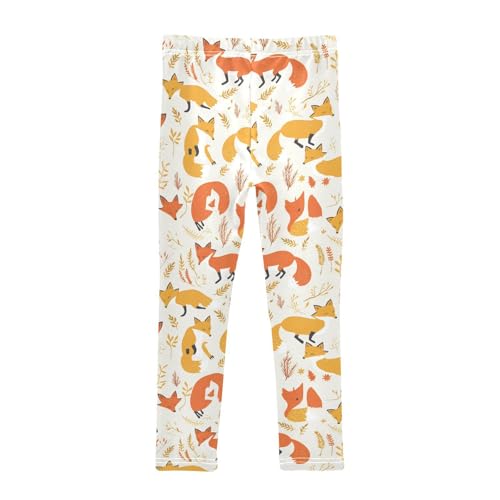 Safari Animals Fox Kids Girl's Active Leggings Stretchy Full Length Sweatpants Gym2