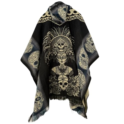 Image of Gamboa Mexican Poncho for Men - Alpaca Wool
