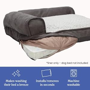 Dog Bed Liner - USA Based - Premium Durable Waterproof Heavy Duty Machine Washable Material with Zipper Opening - 2 Year Warranty - Large - Tan Dog Bed Liner – USA Based – Premium Durable Waterproof Heavy Duty Machine Washable Material with Zipper Opening – 2 Year Warranty – Large – Tan