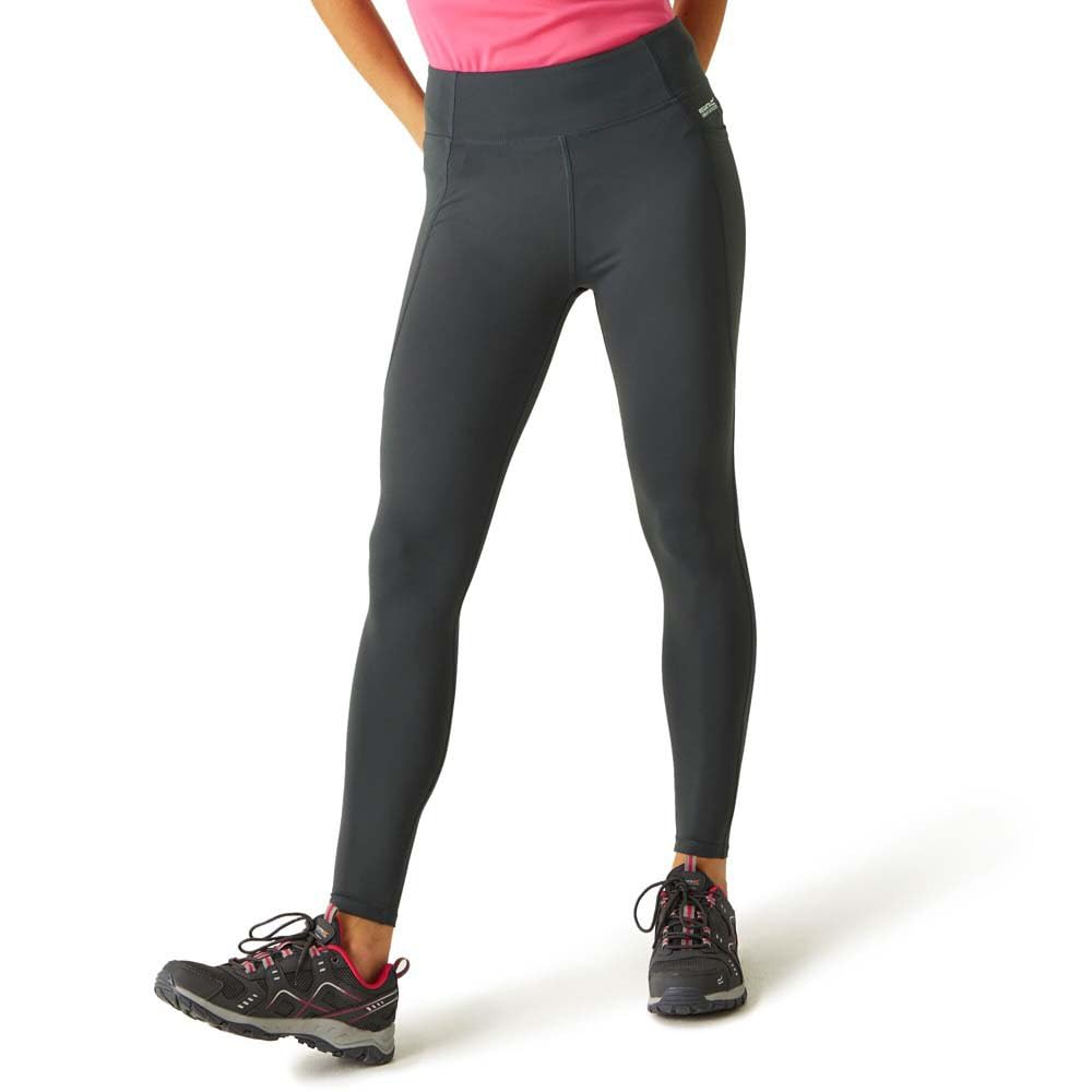 Regatta Women's Grey Holeen Pro Compression Leggings Tummy Control Stretch Sports Gymwear