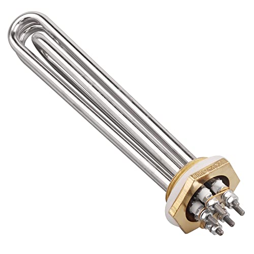 Edelstahl-Heizelement Messingflansch 1.25 Zoll (DN32) 42mm BSP 3U 24V 1500W mit Silikonring