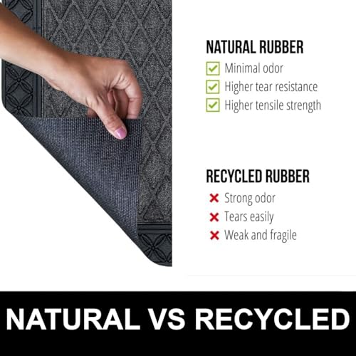 Image of Luxe Home Door Mats for Home Natural Coir mat Solid Black Rectangular, Waterproof, Low Profile All-Purpose Entrance Rug with Anti-Slip Rubber Backing for Indoor and Outdoor Use (45cm x 75cm, Pc 1)