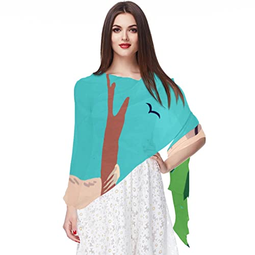 Bufanda de gasa ligera, suave, transparente, larga, para todas las estaciones, perezoso verde animal, Varios colores