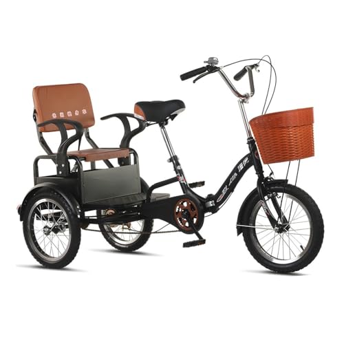 GJYDPU 16 Zoll lastenfahrrad, 200 kg Belastbarkeit, Faltbar Dreirad für Erwachsene, Senioren Fahrrad verstellbare Sitzhöhe, 3-Rad-Cruiser-Fahrrad, für Einkaufen, Picknicks