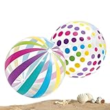 DGMI 2 Stück Wasserball Aufblasbar,Nach Aufblasen 25cm Bunt Wasserball Groß,Strandball Aufblasbar WasserBall,Wasserball Kinder,Bunt Gestreifter WasserbäLle für Sommeraktivitäten Freien Schwimmbäder