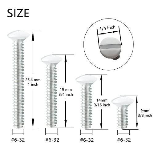 Taezn 100 Packs Wall Plate Screws, 4 Length Sizes 6-32 Thread Outlet Screws Perfect Replacement for Outlet Cover, Light Plate and Switch Plate