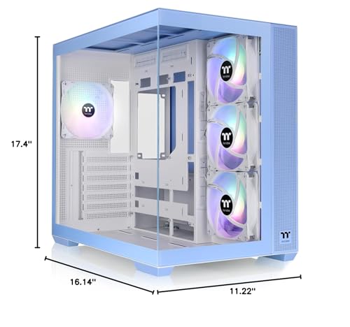 Image of Thermaltake View 380 TG ARGB Hydrangea Blue ATX Case; 4x120mm ARGB Fans Included; Supports Hidden-Connector Motherboard; Front & Side Dual Tempered Glass Panel; CA-1Z2-00MFWN-0AZ3 Year Warranty