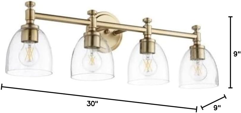 Quorum 5122-4-280 Transitional Four Light Vanity from Rossington Collection in Brass - Antique Finish,