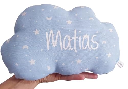 Con20deditos- Cojín nube para bebé personalizado. Regalo especial para dar la bienvenida. Con casita personalizada opcional.