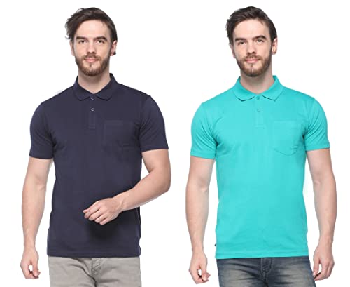 Image of HUMBERT Men's Polo Regular Fit Half Sleeve Solid T-Shirt(Pack of 2 T-Shirts)-$ulticoloured