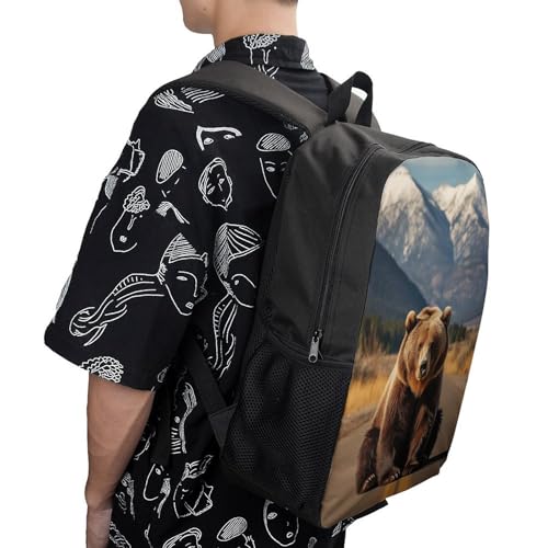 Sac à dos imprimé 3D Grizzly Bear avec grands compartiments de rangement