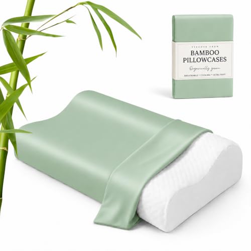 Image of Cooling Contour Cervical Pillowcase, Jade Green, 24x14x5 /3.7 Inches, 1 Pack