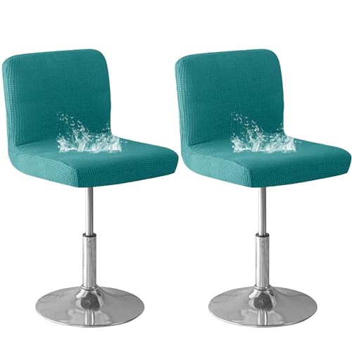 ZRCYXDW Bar Stool Covers, Water Resistant Swivel Bar Stool Chair Covers with Backs Soft Pub Counter Stool Covers Non Slip Removable for Swivel Barstool Chair Seat-Turquoise Blue-2 Pack