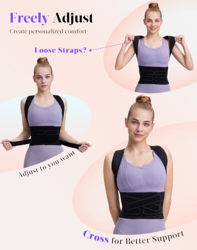 Image of Posture Corrector for Women and Men, Full Back Support Brace, Black, Small | Adjustable Shoulder Brace, Armpit-Friendly, Breathable Mesh, Relief for Upper and Lower Back, Neck Pain, Fits Under Clothing