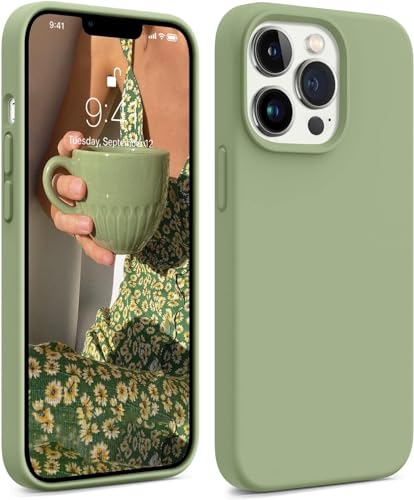 Image of Back Cover for iPhone 13 Pro Case,[Military Shockproof Protection] Liquid Silicone Case with [Soft Anti-Scratch Microfiber Lining for iPhone 13 Pro (Matcha Green)