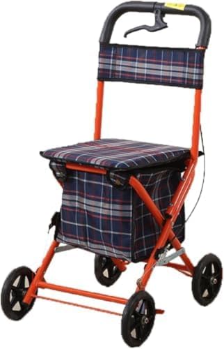 GEBYUI 高齢者用シルバー折りたたみ手押し車 歩行補助器兼用 - 直進輪設計・室内最適・軽量看?用、荷物収納機能付き高齢者歩行支援車?