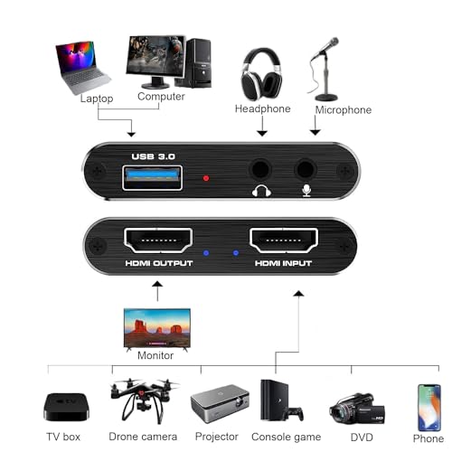 4K HDMI Video Capture Card, RREAKA USB3.0 1080P 60FPS Video Recorder Audio Video, Nintendo Switch Capture Card for Streaming Gaming and... - Image 2