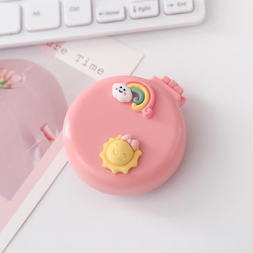 ピンク トラベルヘアブラシ、ミニミラー付きポケットコーム ラウンド折りたたみポケットヘアブラシ 漫画シェル折りたたみヘアブラシ 女の子女性用、ヘアブラシ、スタイリングツールと家電製品(2H984)