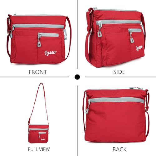 Image of Lasso Sling Bag For Women with Adjustable Strap Stylish Ladies Crossbody Polyester Sling Bag for Office, Causal, Travel & College | 5L Capacity & 5 Multiple Pockets (4 Zip & 1 Open Pocket)