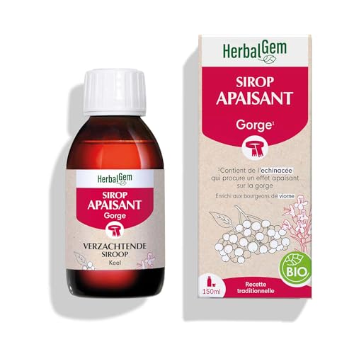 HerbalGem | Sirop APAISANT BIO | Apaise la Gorge Irritée et Calme les Voies Respiratoires | Recette Traditionnelle Enrichie aux Bourgeons | 150 ML