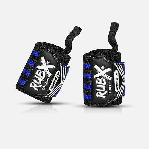 Image of RUBX Premium Wrist Wraps for Gym Workout - Adjustable Wrist Support Straps for Weightlifting, CrossFit, Powerlifting, Training - Men & Women Gym Accessories with Thumb Loop (Blue)