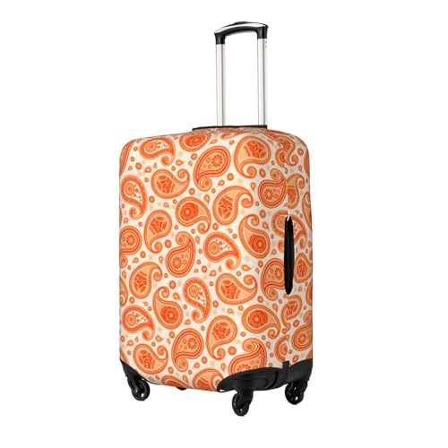 Paisley Pattern Orange Luggage Cover, Protective Washable Suitcase Cover - Travel High Elastic Fibers Suitcase Protector Fits Large2