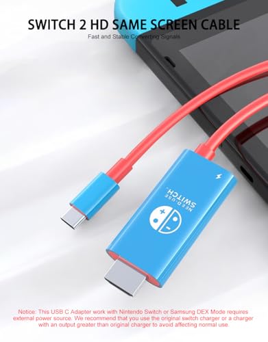 USB C to HDMI Cable Adapter for Nintendo Switch 2, 4K 60Hz HDMI 2.0, 100W Charging Port, TV Adapter Switch 2 Dock for Steam Deck, Nintendo 2 Accessories Switch OLED Docking Station Portable Travel 2M - imagen 2
