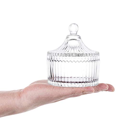 Glass Candy Dish With Lid European Style, Candy Jar Yurt, Glass Food Storage Organization Containers Bowls For Decorative Flour Cookie And Sugar, Amber, Small+Large #TOP6