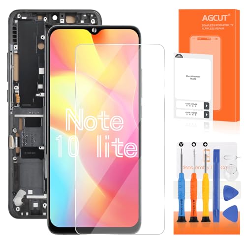 Pantalla LCD para Xiaomi Mi Note 10 Lite M2002F4LG / Note 10 M1910F4G / Note 10 Pro M1910F4S 6,47 pulgadas, pantalla LCD táctil táctil montada + reparación (negro con marco, sin huellas)