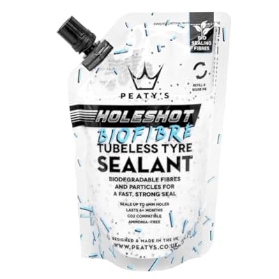 Peaty's Holeshot Biofibre Tubeless Tire Sealant, Fast Acting Puncture Repair for MTB, Road and Gravel Bikes
