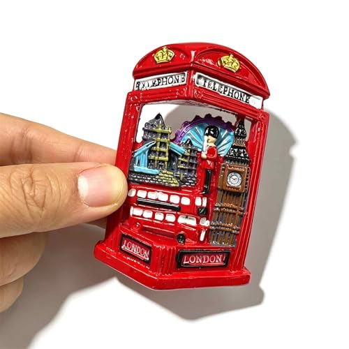 Imán de Resina 3D Cabina Telefónica Roja de Londres miniatura 3