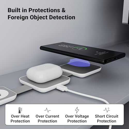 Image of Zebronics 3 in 1 Wireless Foldable Charging Pad, 23W Output, MagSafe Compatible, Fast Charging, Built-in Protection, FOD, 1m Type-C Cable, for iPhone 16 /15 /14 /13 /12 Series (MagBoost 20, Matt White)