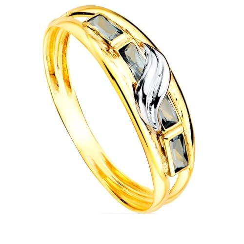 Bague double corps or 9k et oxyde aigue-marine, l'éclat du luxe bicolore
