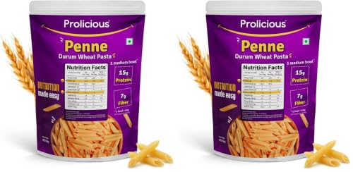 Image of Prolicious Penne Pasta | Upgrade Your Pasta Time | 15g Protein + 7g Fibre | Durum Wheat & Peanut Flour | No Maida, Not Fried | 2.6X More Protein | For Masala, White Sauce, Baked & More | 400g