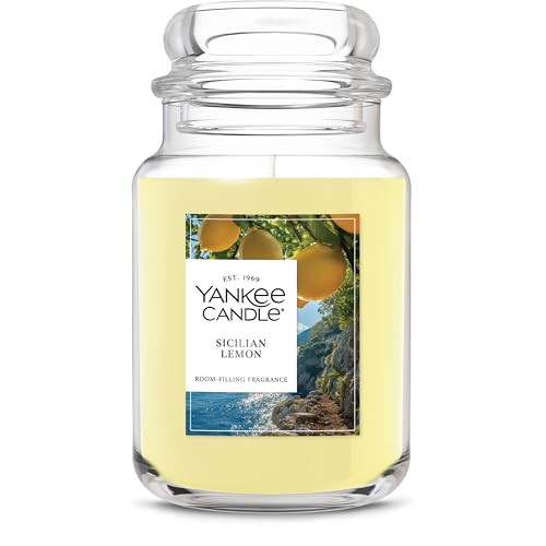 Yankee Candle Large Jar Scented Candle with up to 150 Hour Burn Time, Premium Plant Wax Blend for Consistent Burn, 22 oz Jar Candle with Room Filling Fragrance, Sicilian Lemon