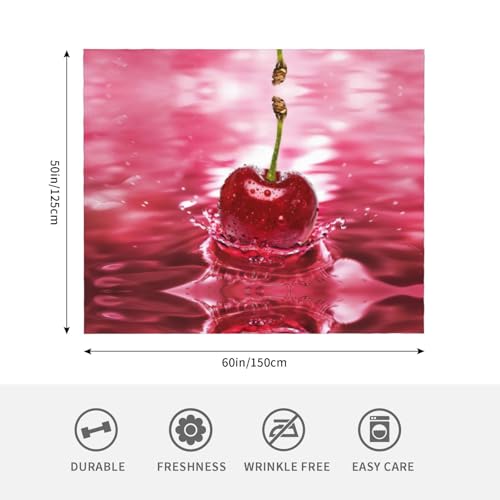 Couverture flanelle anti-transpiration légère motif cerises