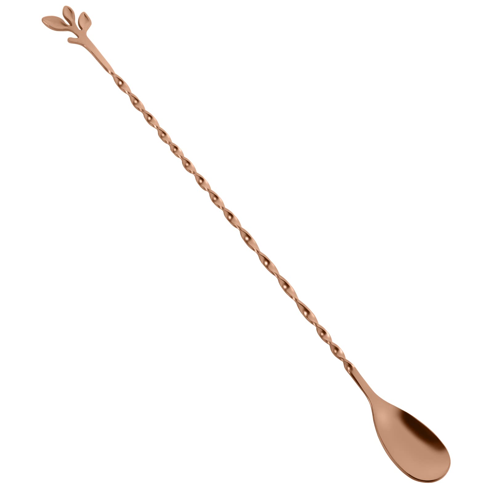 AnSaw 12-Inch Stainless Steel Mixing Spoon, 1-Pieces Rose Gold Spiral Pattern Bar Spoons