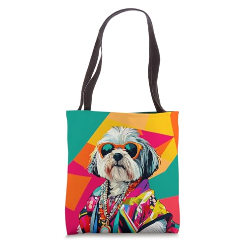 Lhasa Apso Dog Fashion Cute Colorful Pop Art Tote Bag