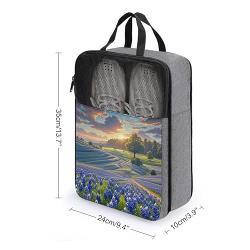Bolsa de viaje para zapatos Texas Bluebonnets organizador impermeable 2