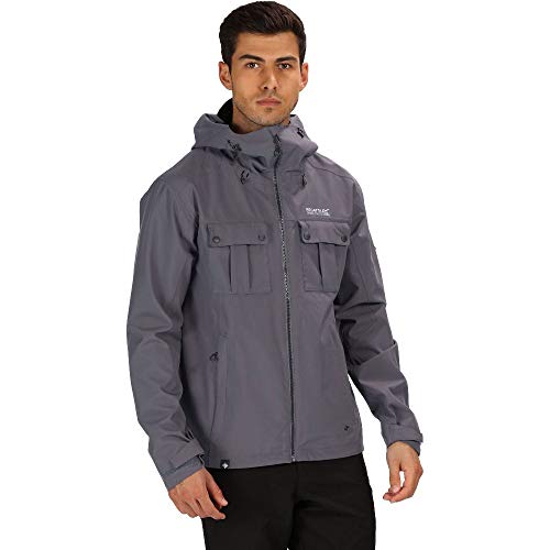 Regatta Mens Tarnel Lightweight Hooded Waterproof Jacket (L) (Seal Grey)